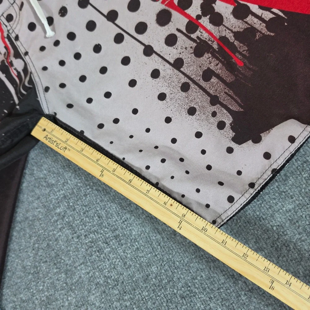 Y2K Fox Racing Mens Board Shorts Black Red Graphic Swim Trunks 34 BOTTLE OPENER